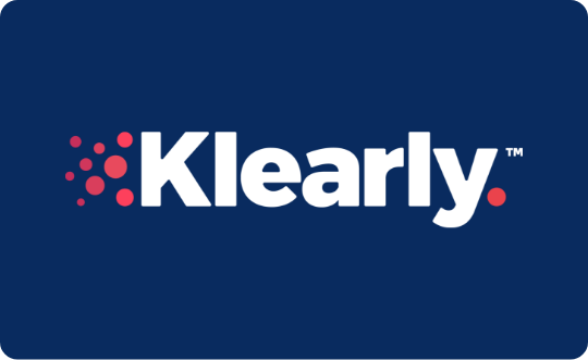 Klearly inverse logo on dark background.