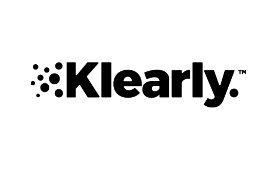 Klearly black logo on white.